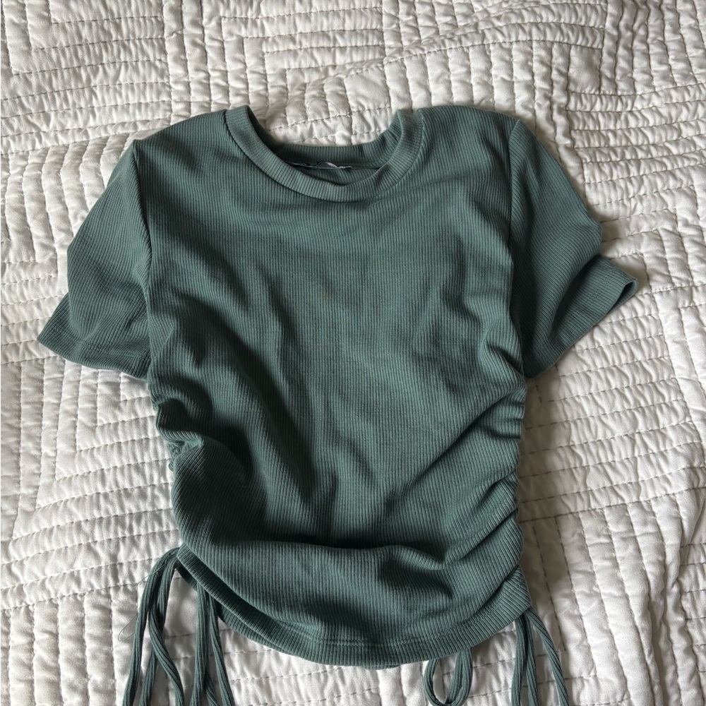 Zara Ribbed Knit Top in Soft Green